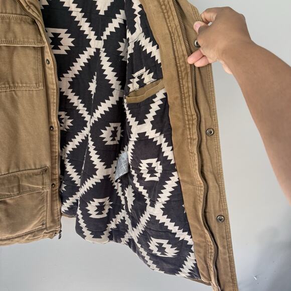 Levis Canvas Field Jacket Mens M Brown Aztec Blanket Lining Chore Military - Picture 5 of 6
